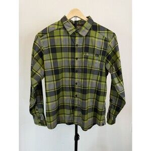 Mountain Hardwear Plaid Button Up Shirt Men's XL Green Gray Stretch Long Sleeve